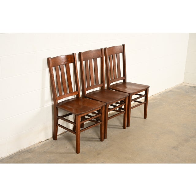 Limbert Style Antique Mission Oak Arts & Crafts Side Chair or Dining Chair, Circa 1910 For Sale - Image 14 of 15