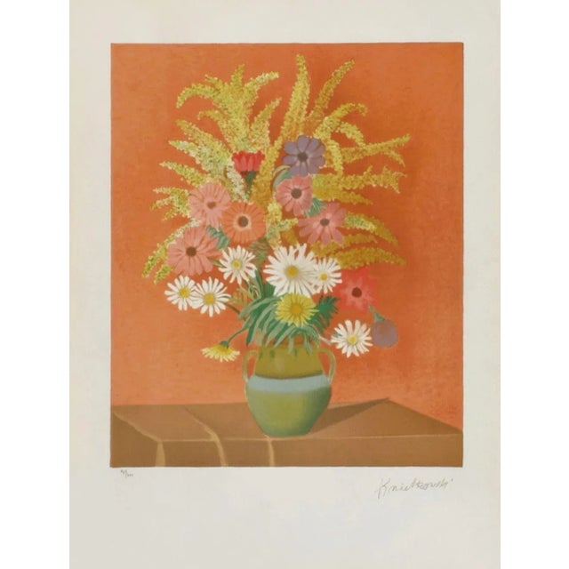 1970s Jean Kwiatkowski Flowers Lithograph For Sale