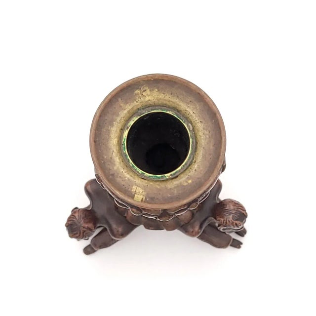 Bronze Pair of Bronze French Baroque Style Candlesticks With Satyrs, 19th Century For Sale - Image 8 of 9