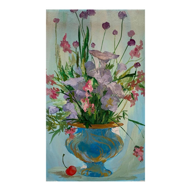 Vintage Floral Oil Painting, Ukrainian Still Life, Vlasova N. 47,5-28.5 For Sale
