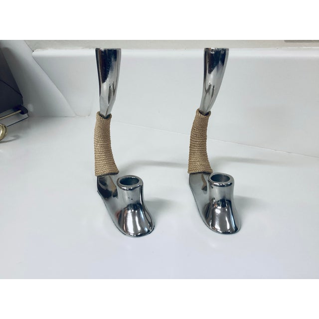 Pair of Vintage Chrome Double Candleholders, 1970s For Sale - Image 11 of 12