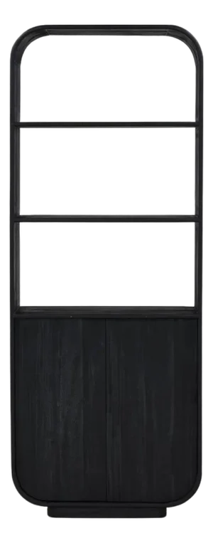 Black Stain Wood Shelf Cabinet