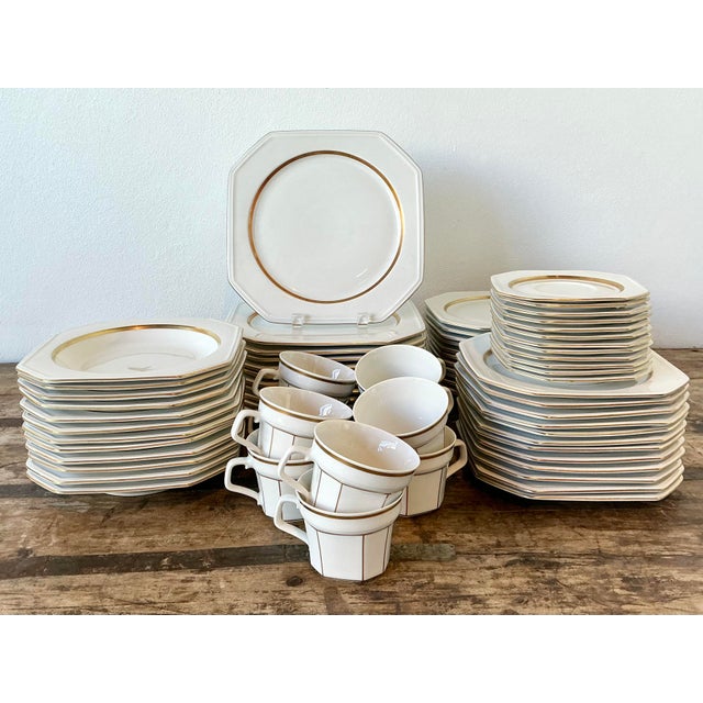 Vintage Galerie De Porcelaine Gold Rim China - Set of 70 For Sale - Image 9 of 12