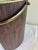 Vintage Faux Woodgrain Mid-Century Wastebasket With Brass Handle For Sale - Image 10 of 10