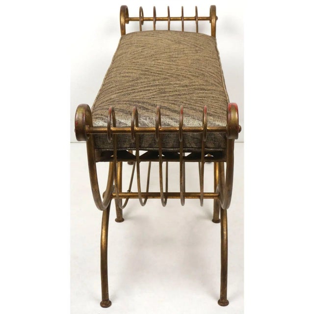 1960s Bench & Tiger Cushion Italian Florentine Hollywood Regency For Sale - Image 10 of 12