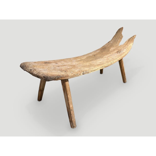Tribal Rare Antique Teak Wood Bench or Chaise For Sale - Image 3 of 6