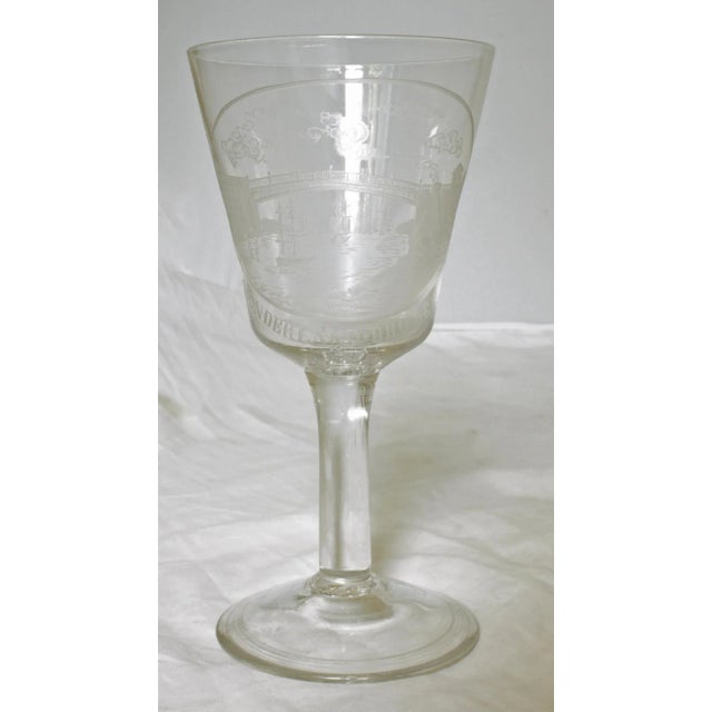 Traditional "Sunderland Bridge" Engraved Tall Goblet For Sale - Image 3 of 3