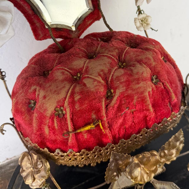 Antique French Napoleon III Ormolu Marriage Globe with Red Velvet Cushion Display, 1890s For Sale - Image 3 of 13