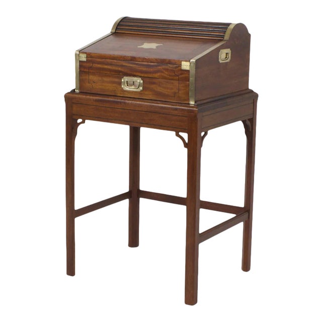 Campaign Roll Top Desk on Stand For Sale