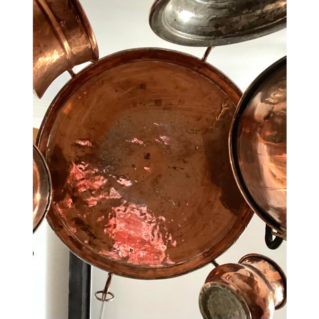 Hanging Copper Pot Rack With 6 Kitchen Copper Accessories | Chairish
