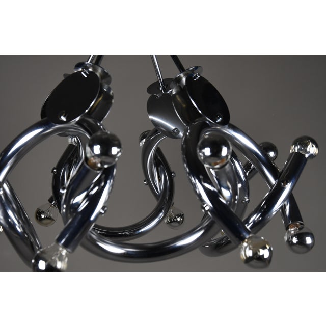 Mid-Century Modern Chrome Chandelier in the style of Gaetano Sciolari, 1970 For Sale - Image 6 of 12