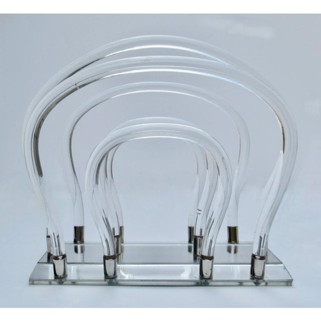 Vintage; C.1960's, Mid-century, Dorothy Thorpe, tubular lucite and chrome magazine stand. Lucite is in great condition,...