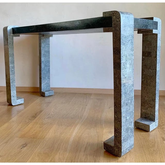 Vintage Post Modern Brutalist Anthropomorphic Biomorphic Tessellated Marble Console Table Attributed to Maitland Smith For Sale - Image 9 of 9