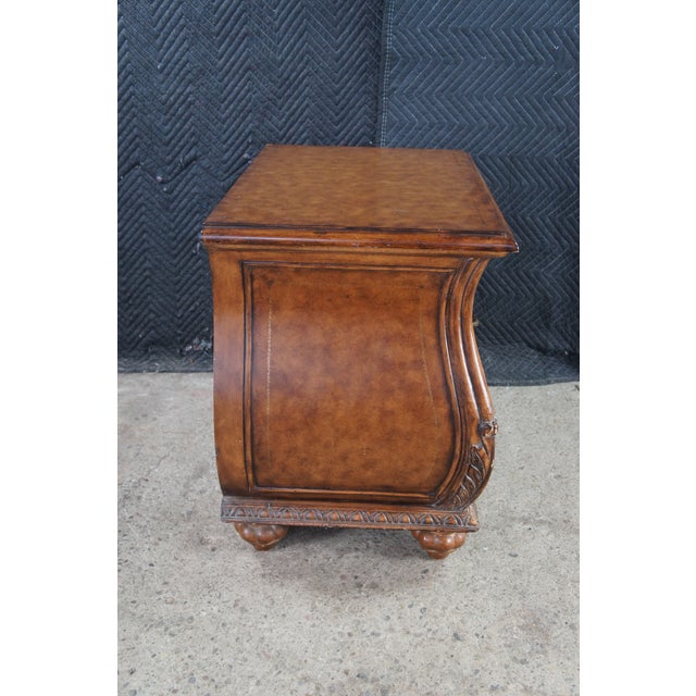 Late 20th Century French Louis XVI Tooled Leather Bombe Chests Dressers Side Table Nightstands For Sale - Image 14 of 14