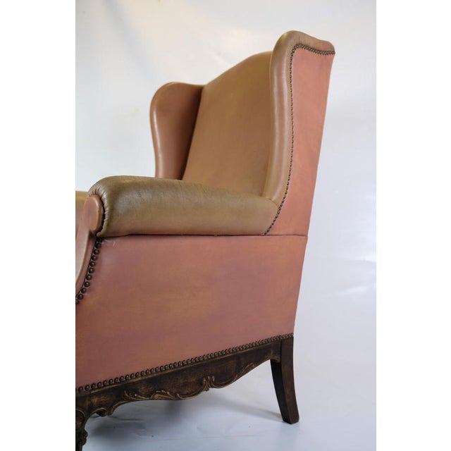Chesterfield High Flap Chair in Brown Leather, 1920s For Sale - Image 9 of 12