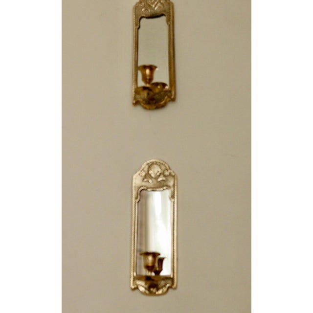 Mid-Century Swedish Brass Sconces with Mirror, Set of 2 For Sale - Image 6 of 6
