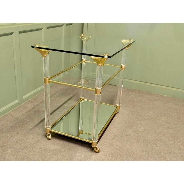1960s Mid-Century Glass Drinks Trolley with Matching Side Table, 1960, Set of 2 For Sale - Image 5 of 8