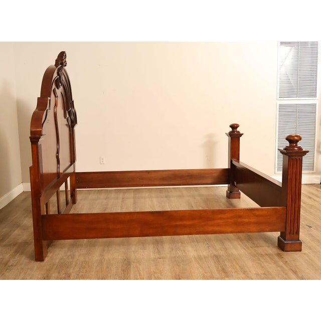 Baroque Style King Size Mahogany High Back Carved Bed Frame For Sale - Image 9 of 18