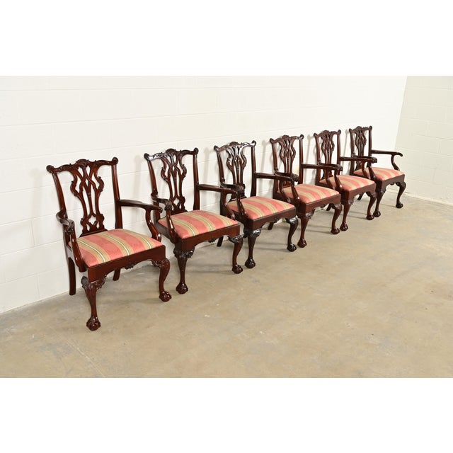 Kindel Furniture Chippendale Carved Mahogany Dining Arm Chairs, Pair For Sale - Image 12 of 13