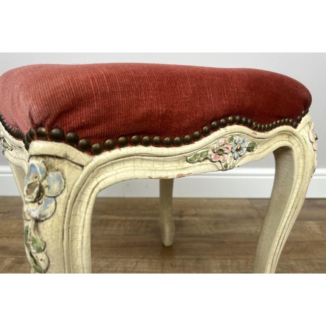 Vintage French Upholstered Ottoman For Sale - Image 12 of 13
