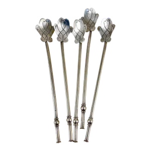 Mexican Sterling Silver Highball or Iced Tea Sipping – Stirring Straws, Set of 5