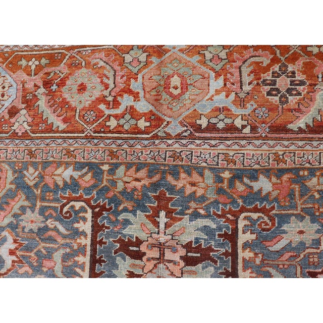 Antique Persian Bakshaish Rug With Medallions and Flower Motifs in Midnight Blue For Sale - Image 11 of 16