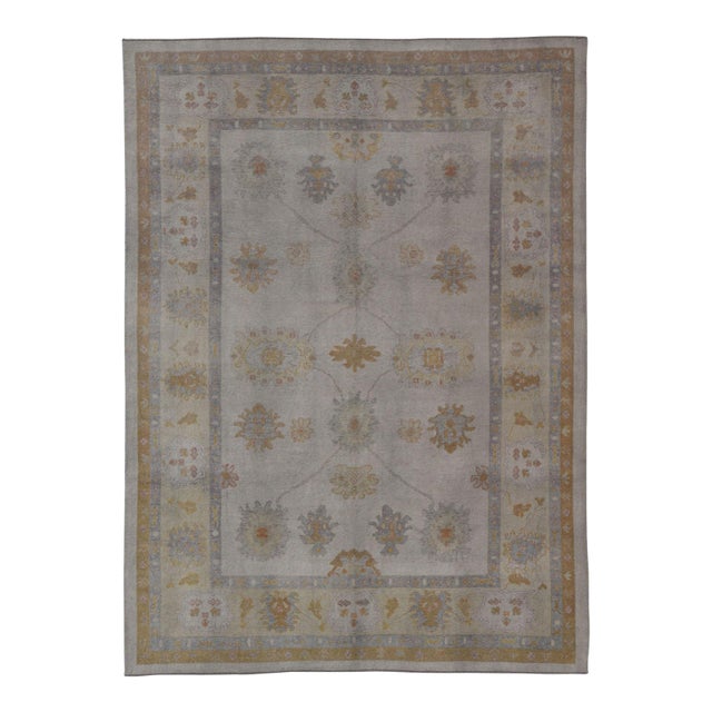 Turkish Oushak Rug in Neutrals by Keivan Woven Arts 10'6 X 14' For Sale