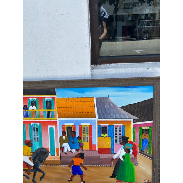 Folk Art Vintage Haitian Painting of a Street Scene by Jacques Richard Cherry For Sale - Image 3 of 6