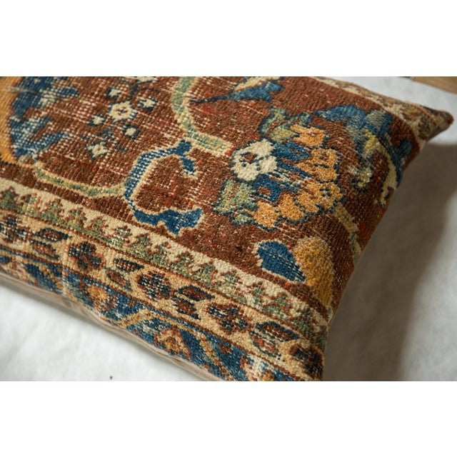 Chestnut Antique Ziegler Mahal Rug Fragment Pillow For Sale - Image 8 of 9