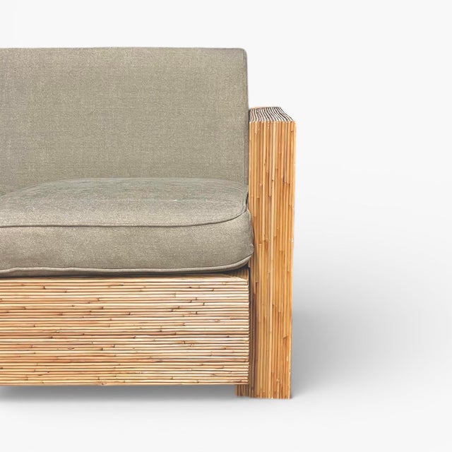 2010s Vintage Sculptural Rattan and Cane Sofa After Jean-Michel Frank For Sale - Image 5 of 11