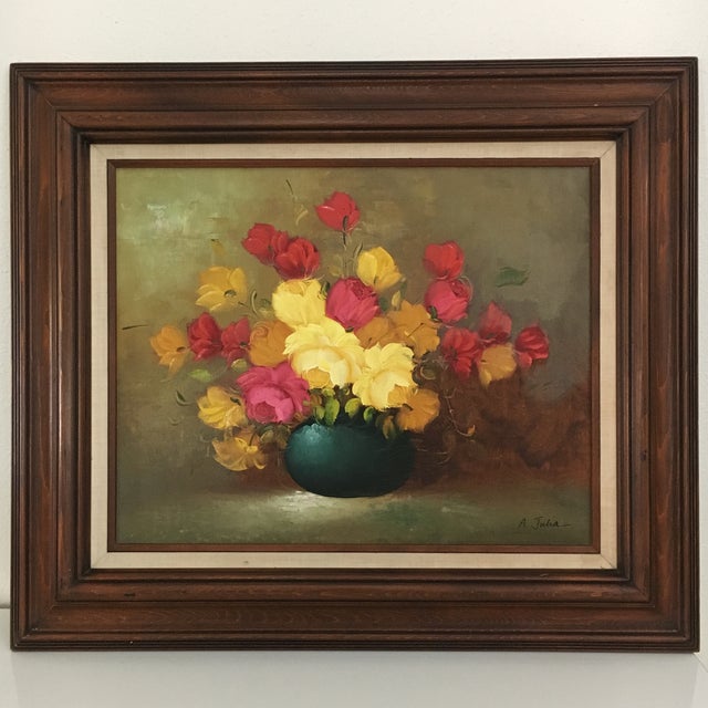 Original Framed Floral Still Life Oil Painting by A. Julia Chairish