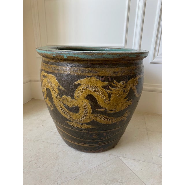 Vintage 1960s Very Large Tony Duquette Style Asian Brown Dragon Egg Pot For Sale - Image 9 of 11