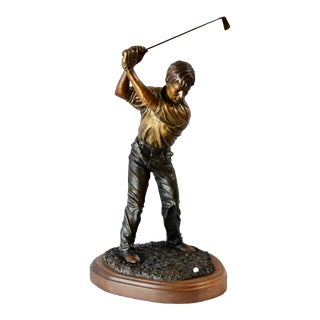 1990s Figurative Male Golf Putter Bronze Figural Sculpture Signed & Numbered Bets Lundeen For Sale