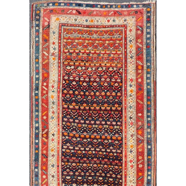 Measures: 3'7"X9'6" Antique Persian Bidjar Rug, Navy and Red Geometric Design, Keivan Woven Arts/ rug/EMB-222132, country...