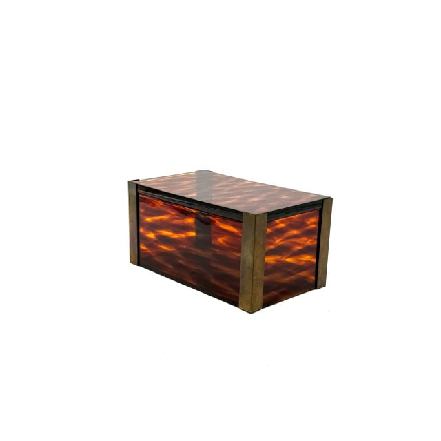 1960s Mid-Century Modern Acrylic and Brass Jewelry Box, 1970s For Sale - Image 5 of 11