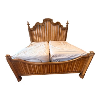 Drexel Heritage "Venetian" King Size Bed & Matching Nightstands Styled After Giorgetti For Sale