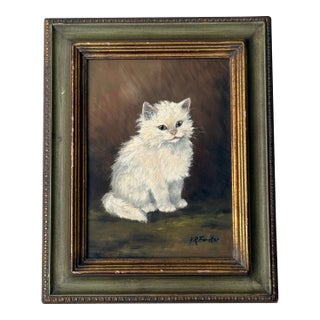 Cat Portrait Oil Signed h.r Forster For Sale