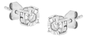 1/2 Cttw Miracle Set Diamond Stud Earring (J-K Color, I2-I3 Clarity) - Choice of Metal Type (Sterling Silver)