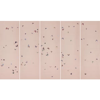 36“*100”/Panel, Modern Whimsical Butterfly Mural Wallpaper in Pink For Sale