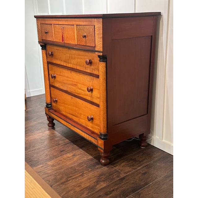 American Empire Curly and Bird’s Eye Maple Chest, Circa 1830. For Sale - Image 12 of 15