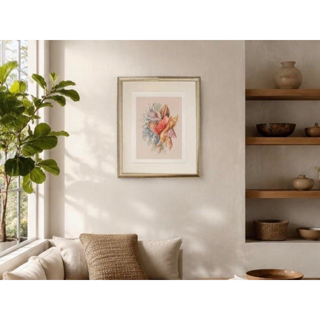 Framed Coastal Seashell Bouquet Watercolor Art Print For Sale - Image 9 of 12