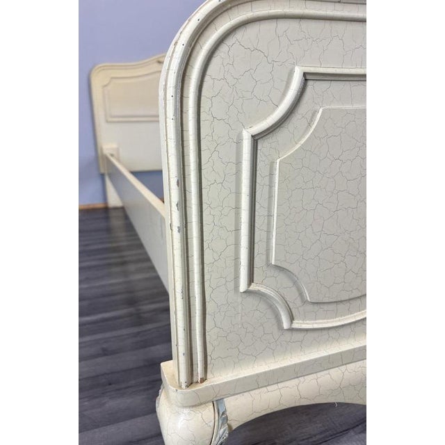 Vintage French Single Bed Frame with Carved Headboard For Sale - Image 7 of 16