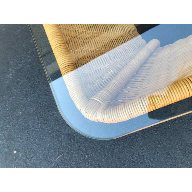 1970s 1970s Sculptural Wicker Side Table With Glass For Sale - Image 5 of 8