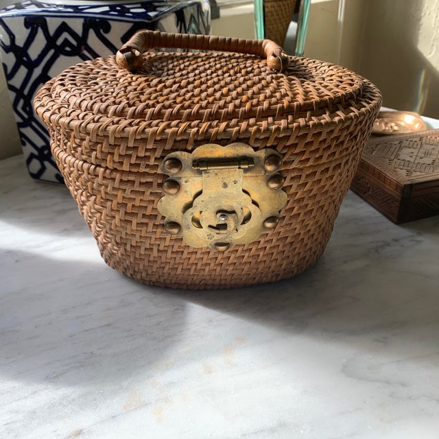 Vintage Asian Wicker Basket Purse For Sale - Image 10 of 10