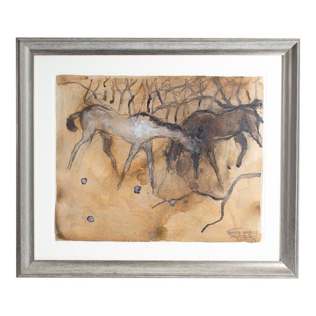 “White Horse” Watercolor Painting by Walter Sorge For Sale