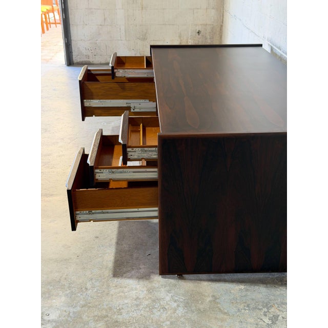 Wood Rosewood Double-Pedestal Executive Desk With 5 Drawers Danish Mid-Century Modern 1970s For Sale - Image 7 of 14
