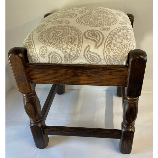 Vintage English Wood Frame Stool | Chairish