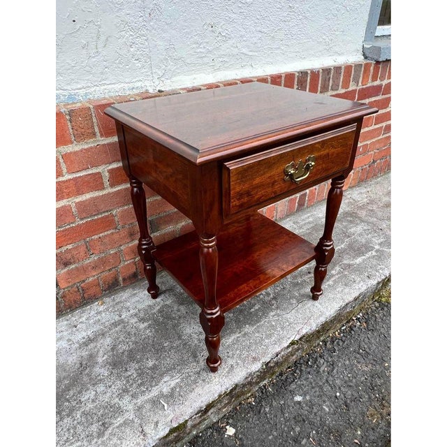Wood Vintage Federal Style Solid Cherry Nightstand -End Side Table. For Sale - Image 7 of 8