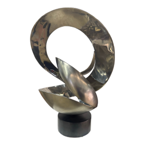 Late 20th Century Large 26” Modern Abstract Polished Steel Sculpture