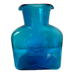 Blenko Blue Double Spouted Pitcher, Signed & Dated